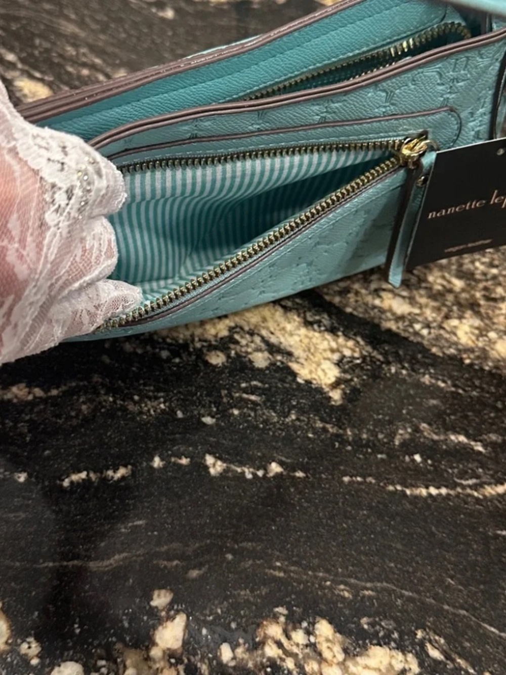 Nanette Lepore Light Aqua Shoulder Bag with Gold Hardware - Picture 12 of 12